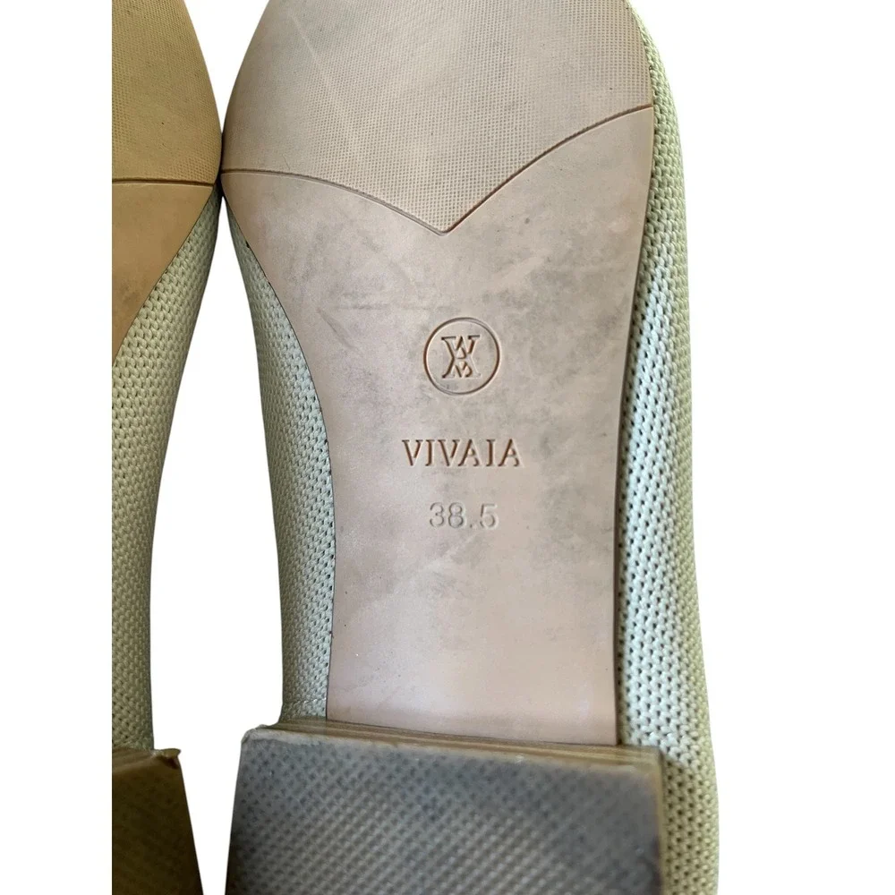 VIVAIA Minnie Pro Square‎ Toe Pointed Low Block Heels in Almond